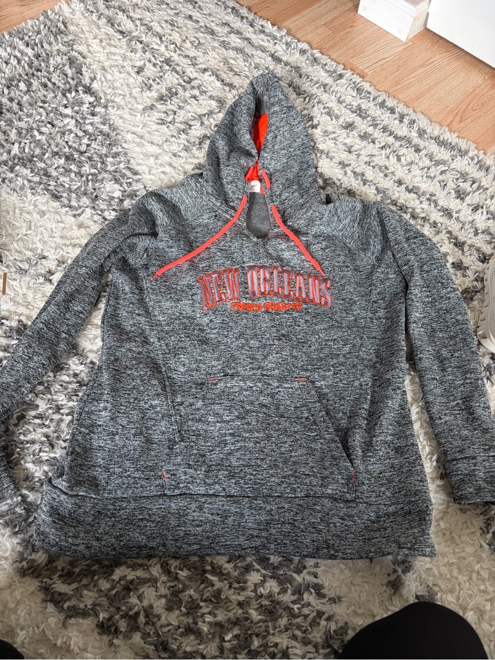 Exist Gray Hoodie Sweater with Coral Accents